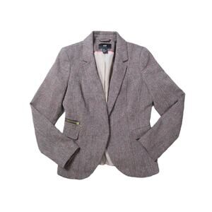 H&M Multicolor Pink Brown Tweed Blazer Jacket Size 12 Tailored old money preppy